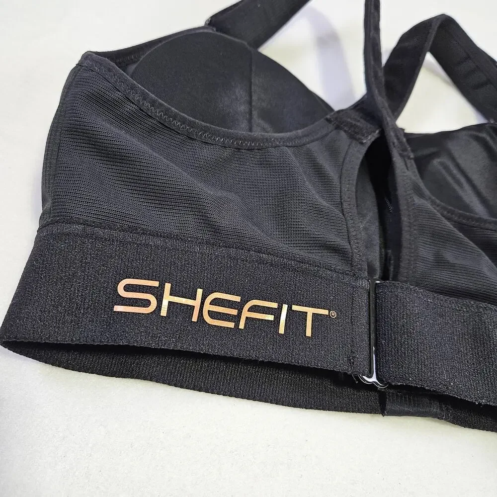 SHEFIT Ultimate Sports Bra Size 2Luxe XL High Impact Black 110002 Equestrian Zip